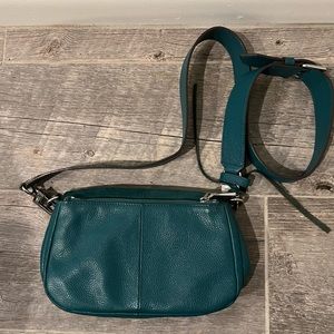Aimee Kestenberg all leather cross body adjustable strap bag teal